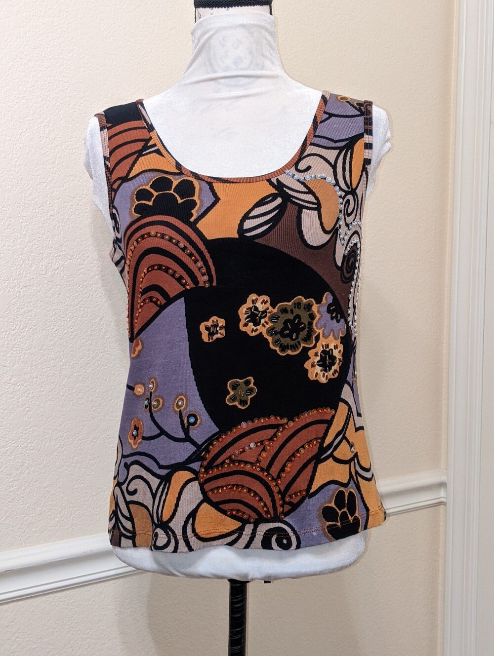 Fall Earth Tones Elevated Tank Colorful Layering Stretchy Size Medium